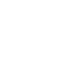 A white cross with a paw print in the center, encircled by a thin line.