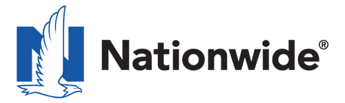 Blue and white logo with an eagle and the word "Nationwide" in black text.